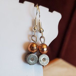 Silver and Copper Toned Dangle Hook Earrings Style